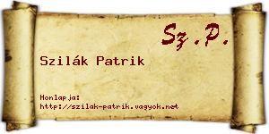 Szilák Patrik névjegykártya